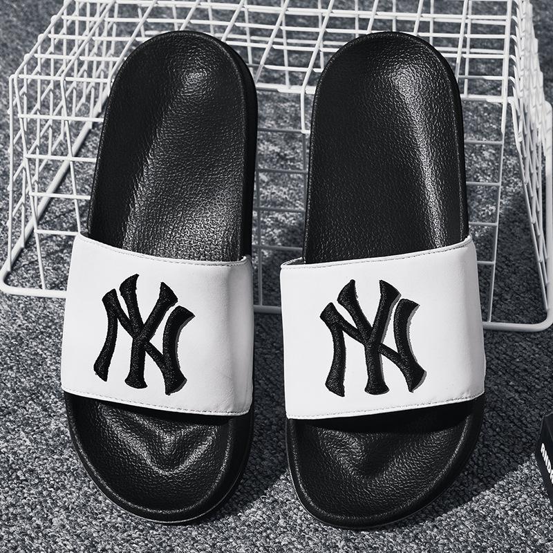 

Slippers men s new one-word drag outer wear thick-soled household men s soft-soled cold slippers 39