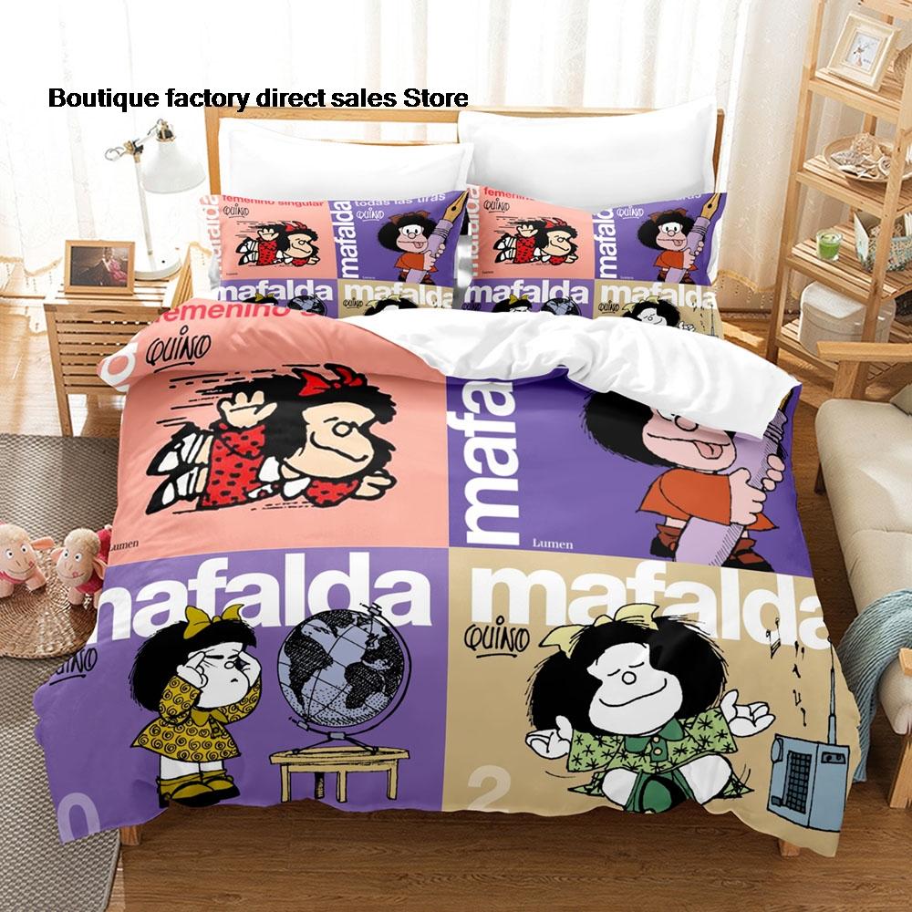 2D Mafalda Bedding Set Single Twin Full Queen King Size Bed Set Kids Bedroom Duvetcover Sets Anime Mafalda Bed