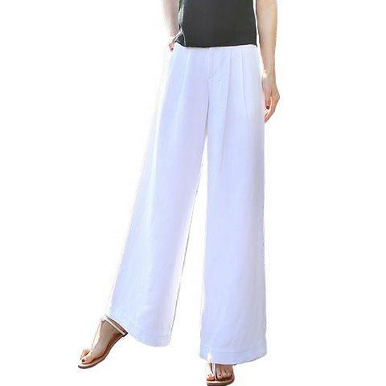 Women's Casual Linen Wide-Leg Pants - Slimming, Loose-Fit Straight-Leg for Summer