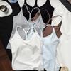 Simple Solid Color with Chest Pad, Beautiful Back, Thin Belt Vest, U-neck Outer Wear, Thin, Slim and Comfortable Inner Top P