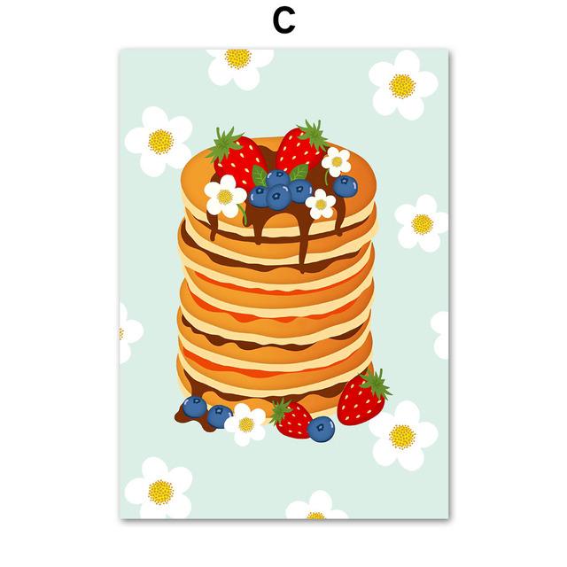 Tropische Pflanzen Daisy Vase Pizza Kaffeetasse Essen Abstrakte Poster Drucke Wand Kunst Leinwand Bilder Boho Küche Wohnzimmer Dekor Kein Rahmen