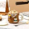 Kubek Honey Bear z zagęszczoną ceramiką z pokrywką i łyżeczką, kubek do kawy, 3D, magnetyczny, odłączany, adsorpcyjny, wieszak na napoje