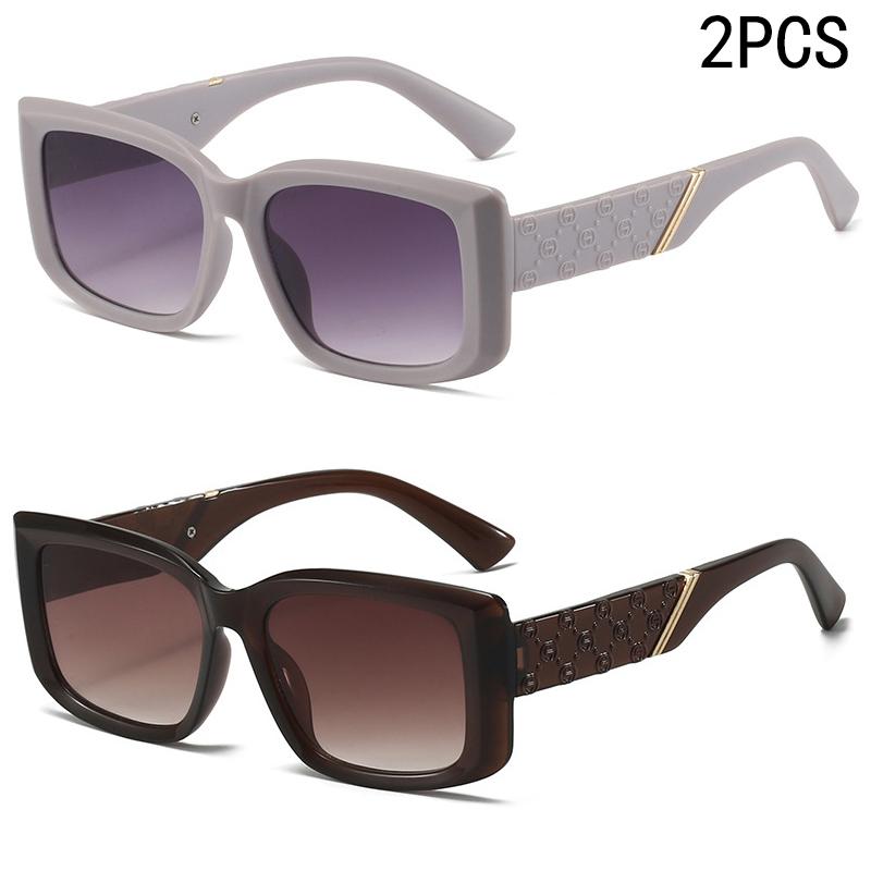 2/6PCS Sunglasses For Women Fashion Large Frame Square Sunglasses High-end Anti-ultraviolet Street Photography Sunglasses 3205