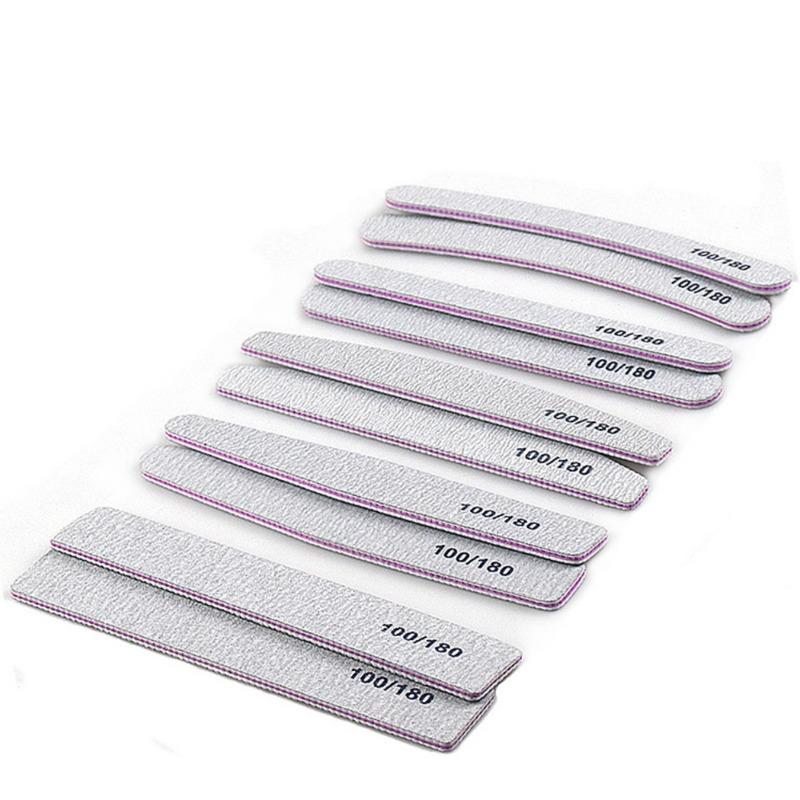 25Pcs/Lot Grey Sandpaper Nail File 100/180 Double Sided Buffer Block Polisher Pedicure Manicure Nail Art Files Nails Accesorios