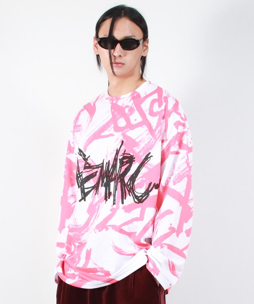 Deumakeu M Street Graffiti Logo Text Oversized T-Shirt - Red