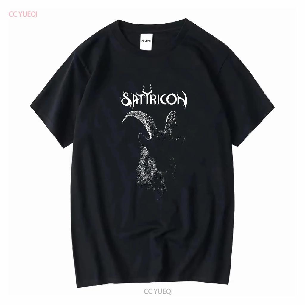 SATYRICON Band Maglietta Nera in Cotone S 4XL NL1607 manica lunga o corta vintage Lavata Alla Moda Comoda Casual