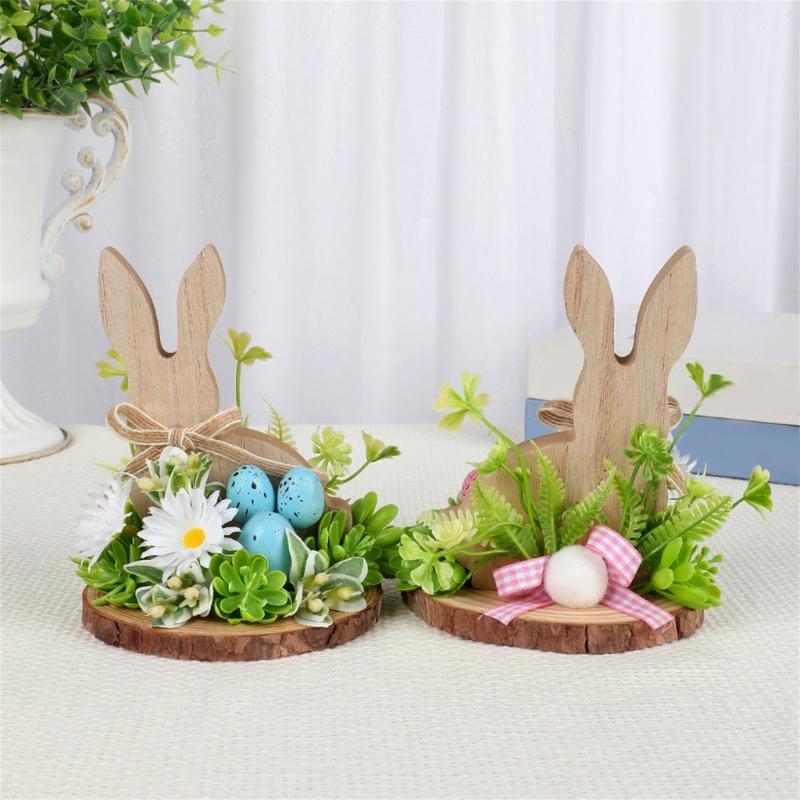 Easter Eggs Rabbit Decorations Wood Plastic Indoor Outdoo Family Activity Supplies Desktop Ornament