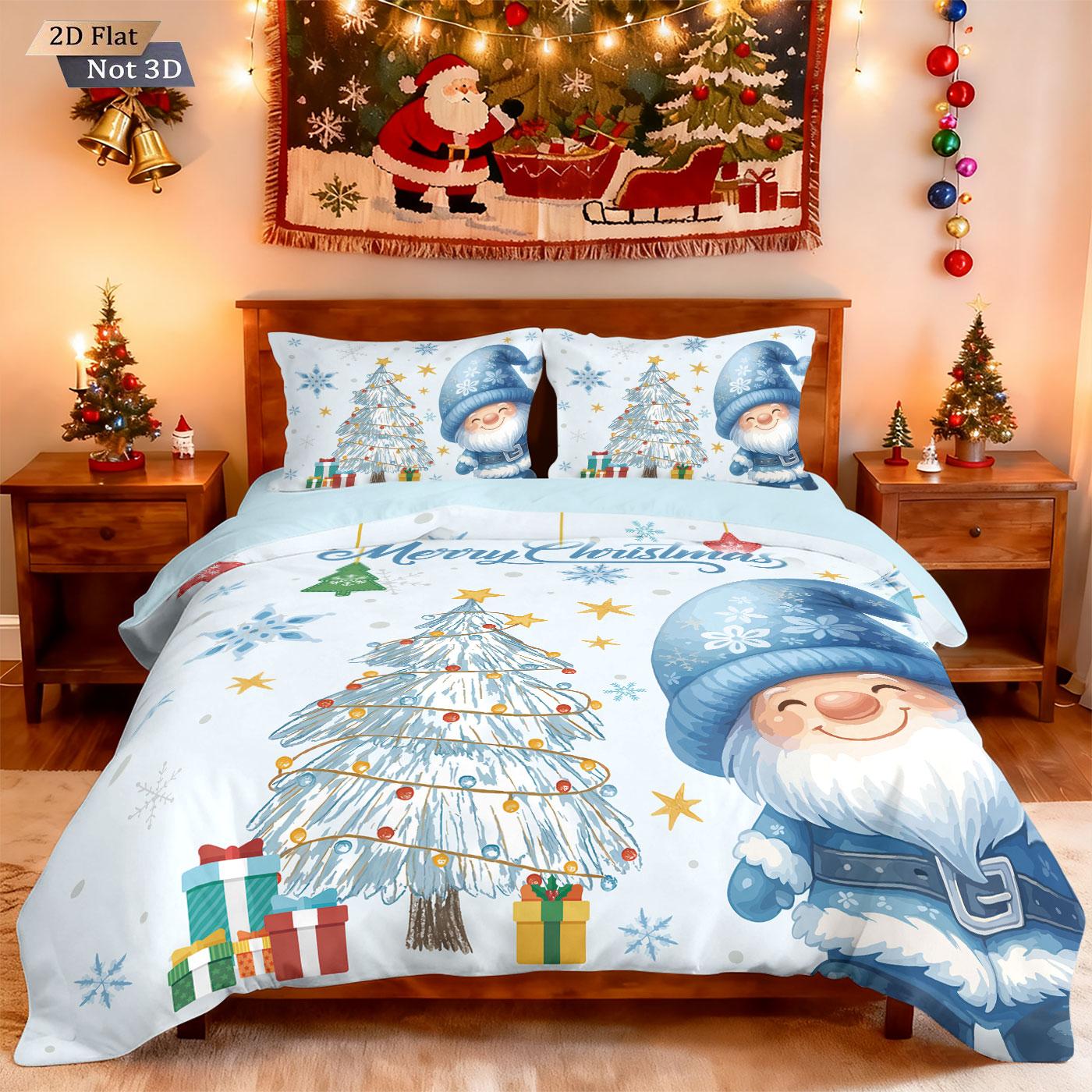 

Comforter 3Pcs Merry Christmas Blue Goblin Print Coreless Multi Size Dormitory Bedding Holiday Decoration Machine Washable Comforter (quilt)-EU Single(135*200cm)3pcs