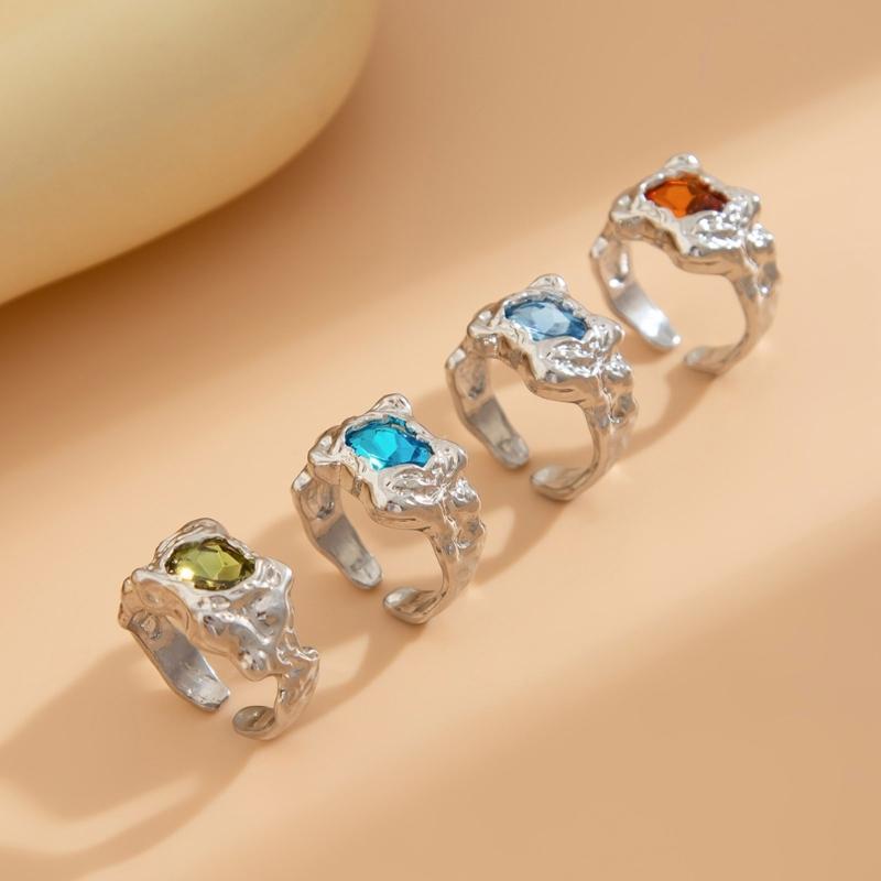 Fashionable Sturdy Metal Geometric Rings Set with Stylish Gemstones Portable for Fashion Women Ladies Casual Wear