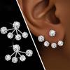 2026 New Trendy Silver Color Flower Stud Earrings for Women Luxury Sparkling Zirconia Round Geometric Earrings Jewelry Gifts