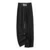 Women Suit Pants High Waist Straight Wide Leg Long Pants with Pockets Solid Color