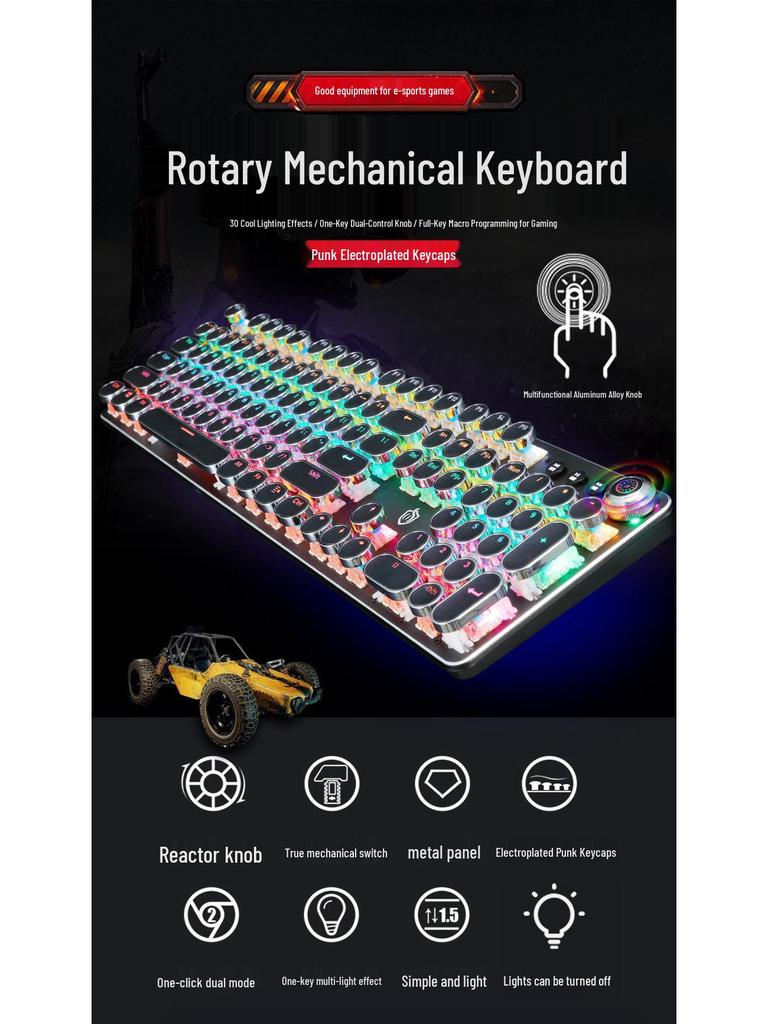 820A Retro Punk Luminous Mechanical Gaming Keyboard