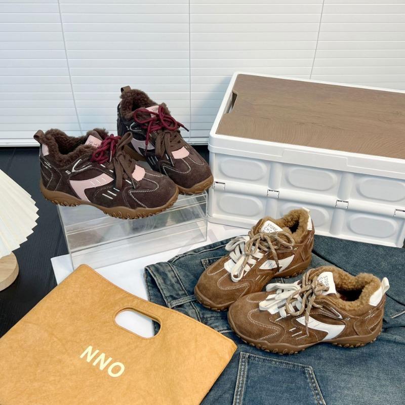 Small Inner Height Increase Women's New Cotton Shoes Autumn and Winter Velvet Versatile Sports Dad Shoes