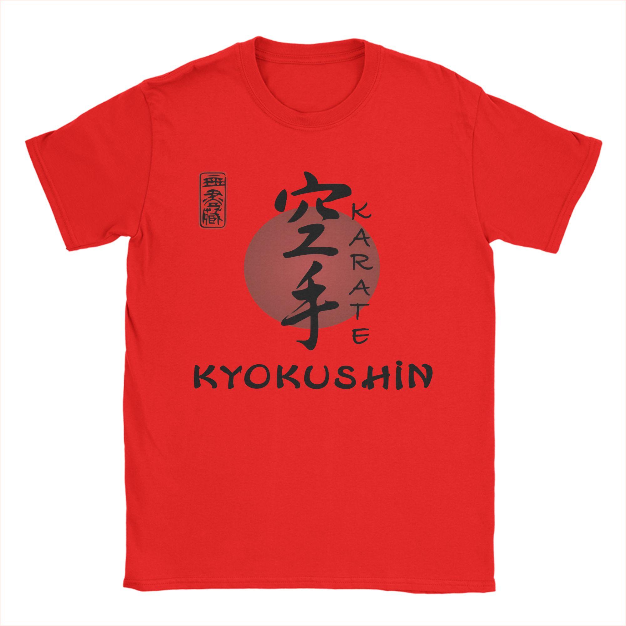 Мужская футболка Kyokushin Каллиграфия Карате Футболки Хипстер Летние Футболки Винтажные 100% Хлопок Топы Идея для подарка S