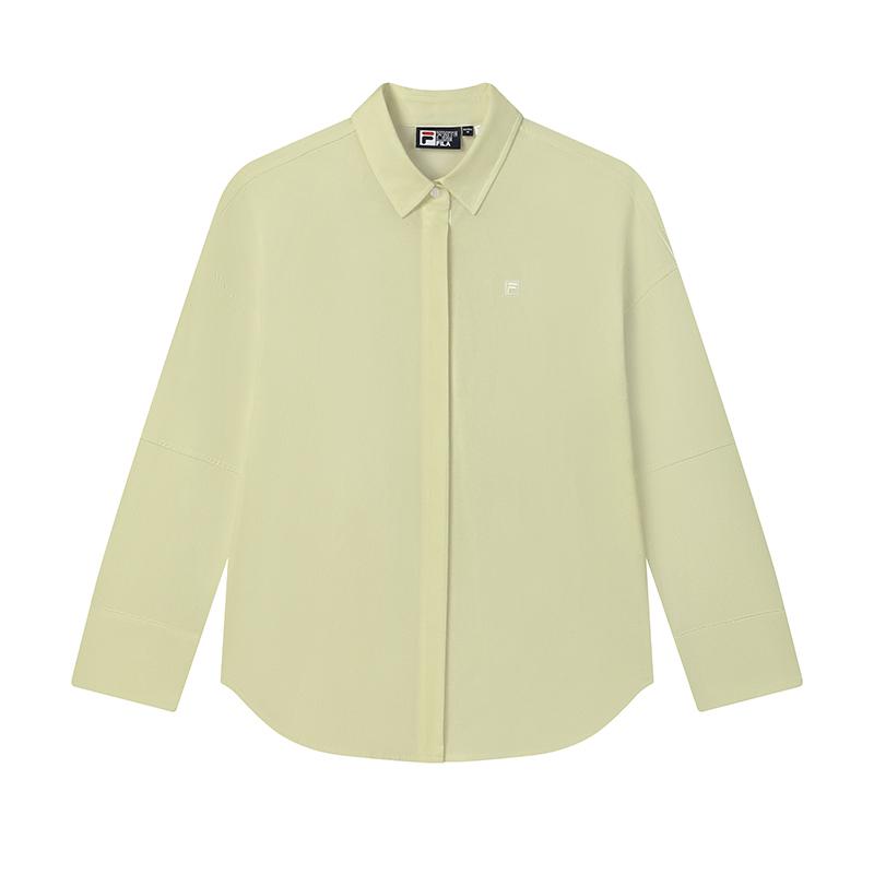 Fila Lifestyle White Series Versatile Fashion Simple Sports Casual Long Sleeve Shirt Women Shirts Yellow F11W523408F-MT