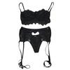 3-Pc Women Lace Sexy Lingerie Straps Bra and Panty Garter Set Underwear Babydoll