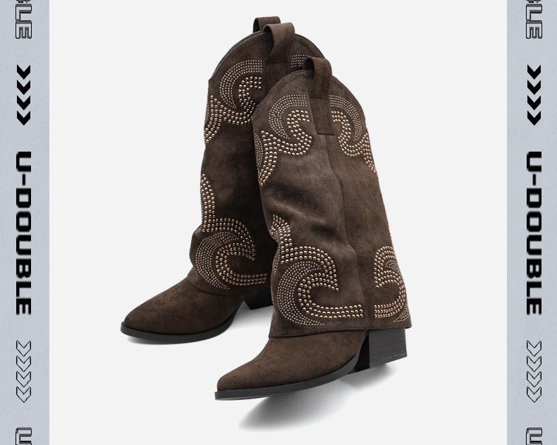 2025 Fall/Winter Merrell Women's Vintage Western High-Heel Knee-High Cowboy Boots