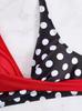 2025 European & American Color Block Polka Dot Crisscross Backless Sexy Split Swimsuit Bikini for Women