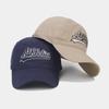 American Retro Letter Embroidered Peaked Cap for Women with Wide Head Circumference and Small Face, Solid Color Soft Top Sunshade Baseball Cap Tide