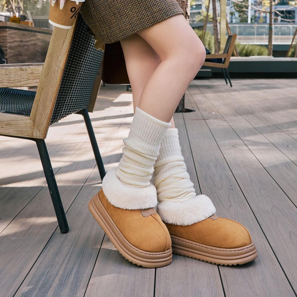Winter velvet bag and cotton slippers women's wear new snow boots thickened warm cotton shoes thick soles non-slip