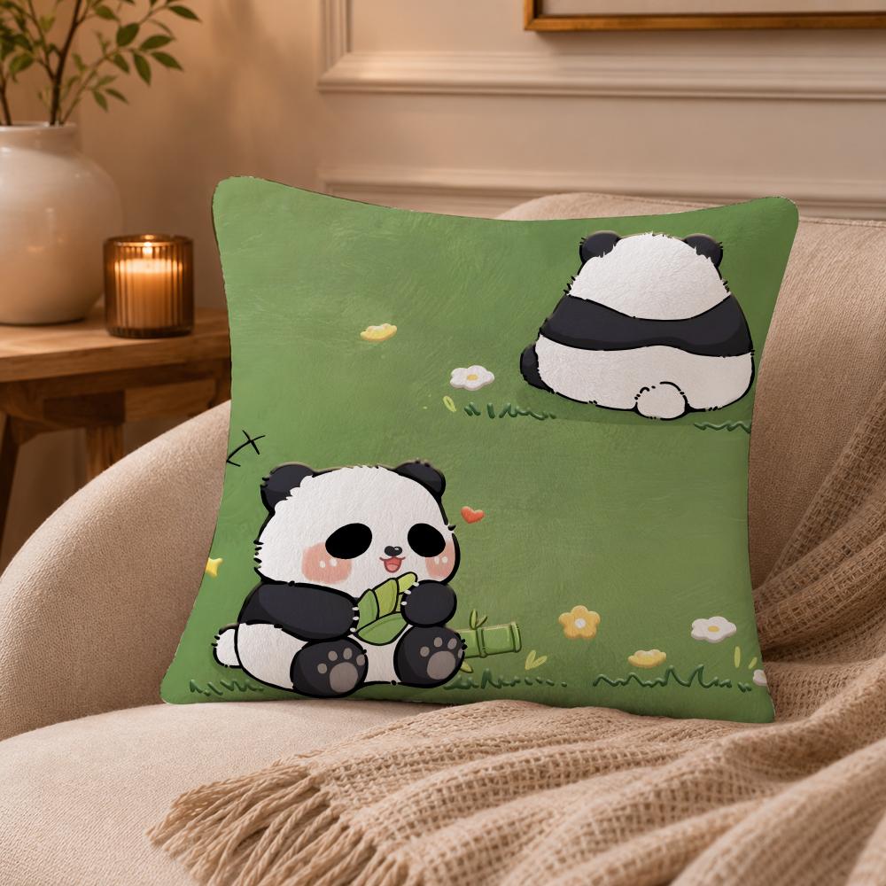 panda Cushion Cover Anti-dustmite Pillowcase Invisible zipper silky short plush Sofa cushion cover