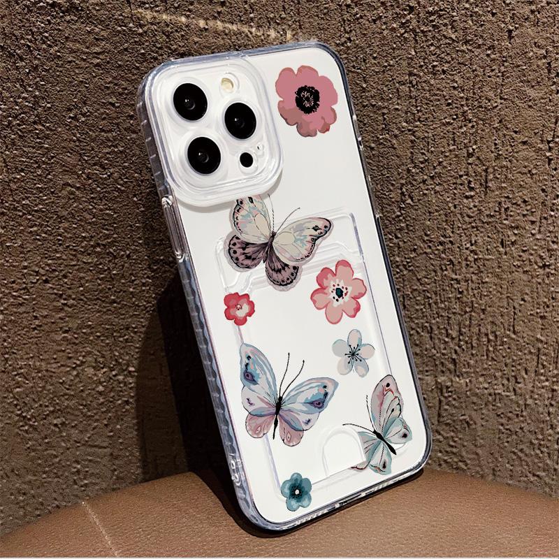 Card Slot Holder Silicone Wallet Pocket Case For Tecno Spark 10 Infinix Note 30 Oppo A60 A3 A5 Pro Samsung A06 A16 A36 A56 Cover Clear Phone Bumper