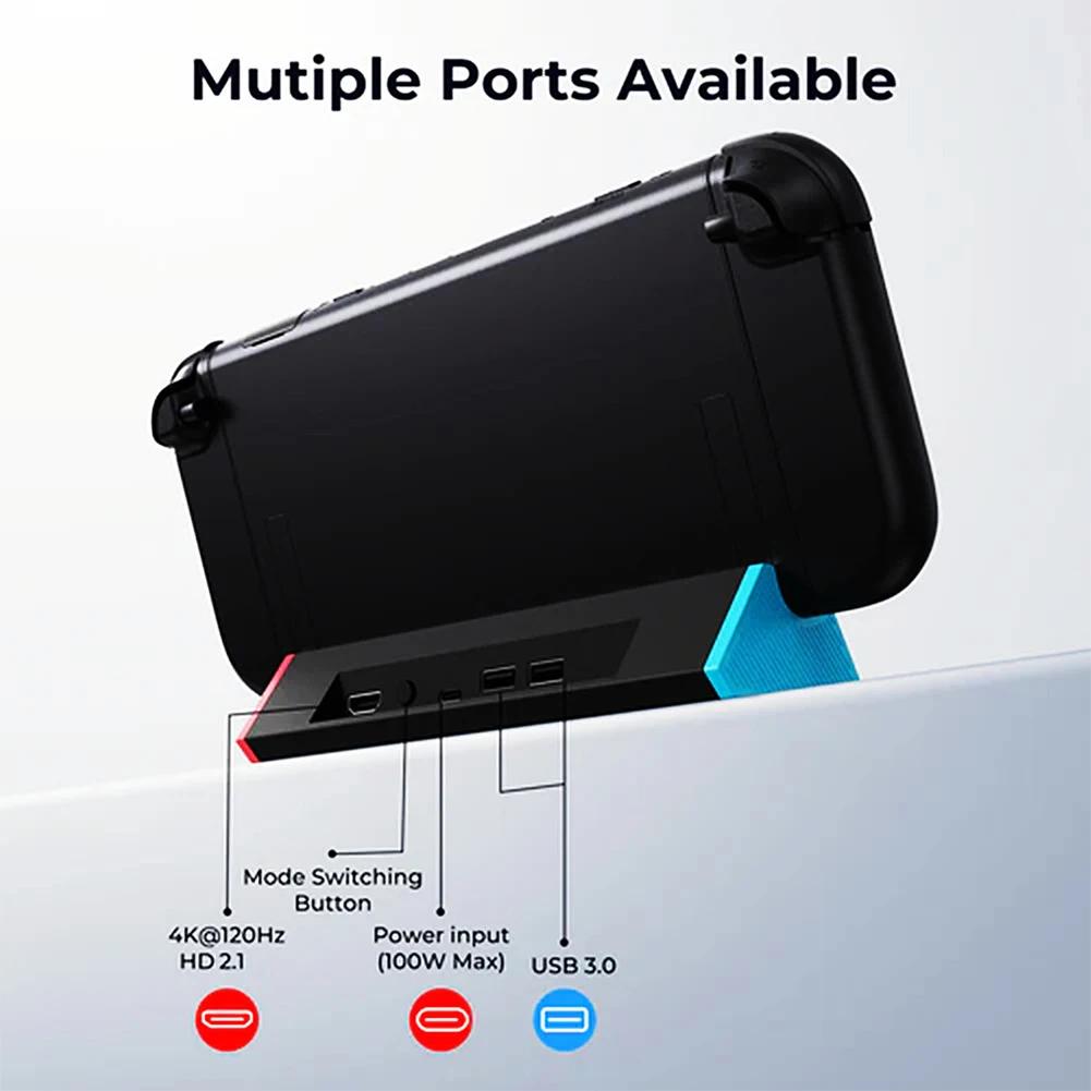 TV Dock Station W/ 4K@120Hz HDMI-compatible Output/Type C Port/USB Port Portable TV Docking Station for Switch2 2025 Dock