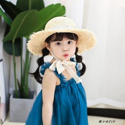 Children's Straw Hat Light Raffia Simple Ribbon Boys and Girls Sun Hat Sun Protection Baby Sun Hat Summer