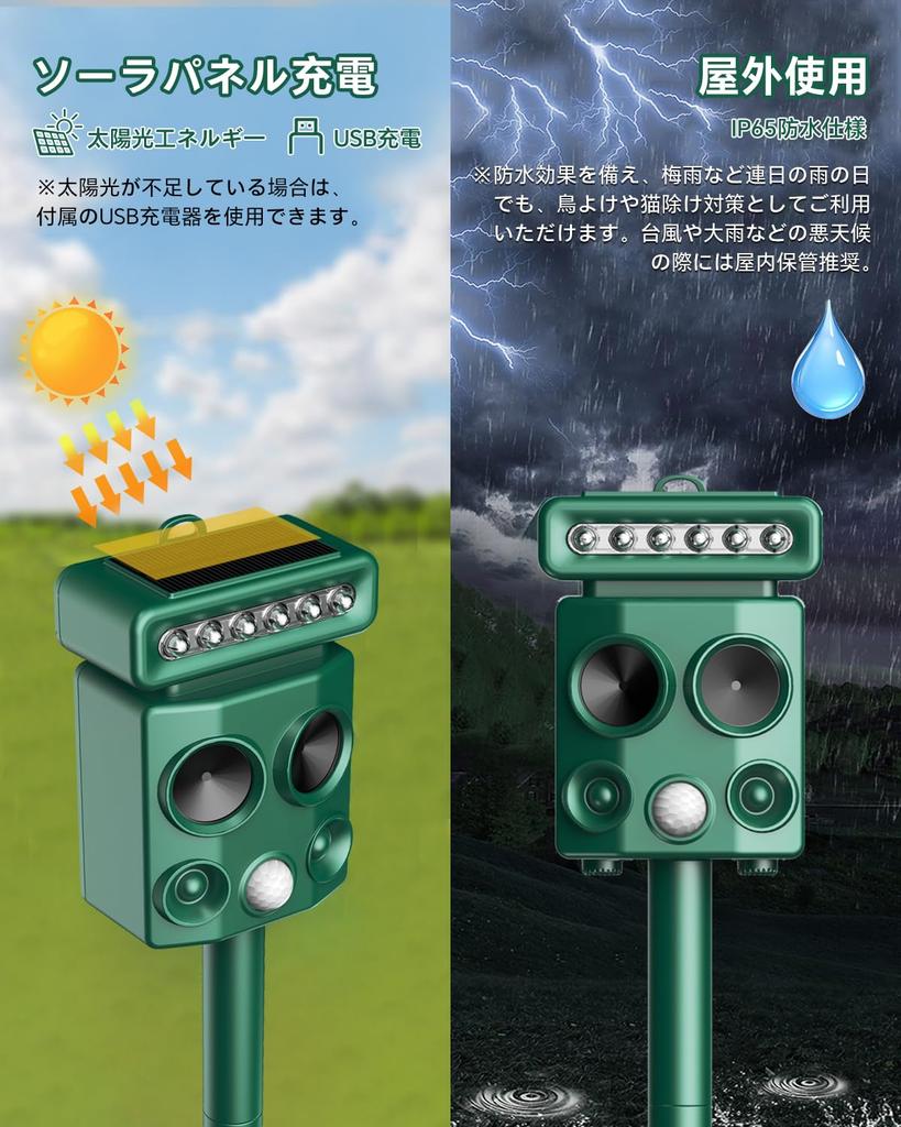 Ultrasonic Solar Animal Repellent Upgraded Version Pest Control Cat Alarm Bird Animal Pest Cat Dog Rodent 3000mAh Large Capacity Standby USB Solar