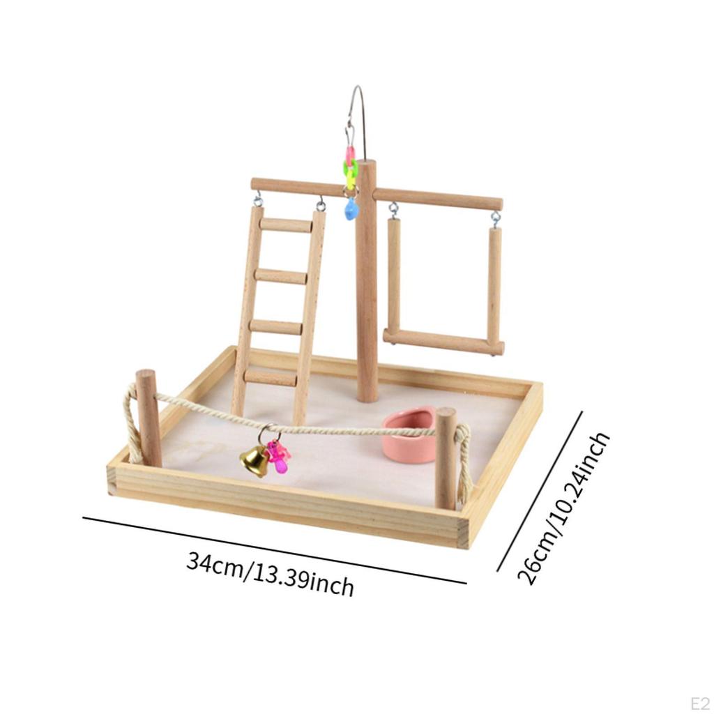 Parrot Playstand Playground Bird Cage Accessory, Wood Perch Stand Gym for Macaws