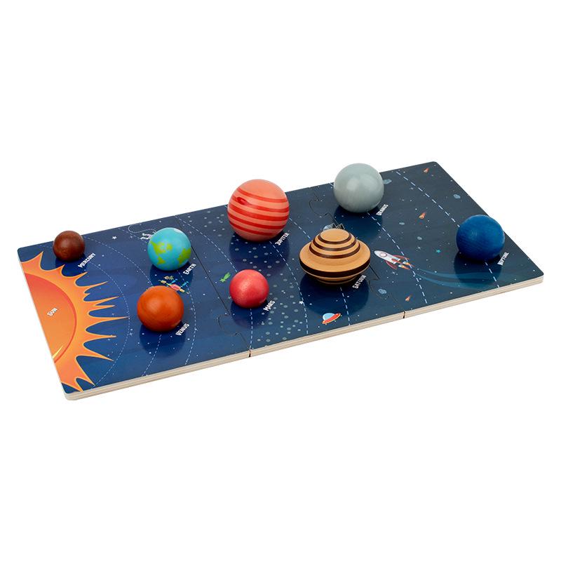 Montessori Wooden Solar System Puzzle - Eight Planets Educational Matching Board for Children