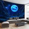2D Cosmic Blue Moon & Mountain Tapestry Bedroom Background Decor