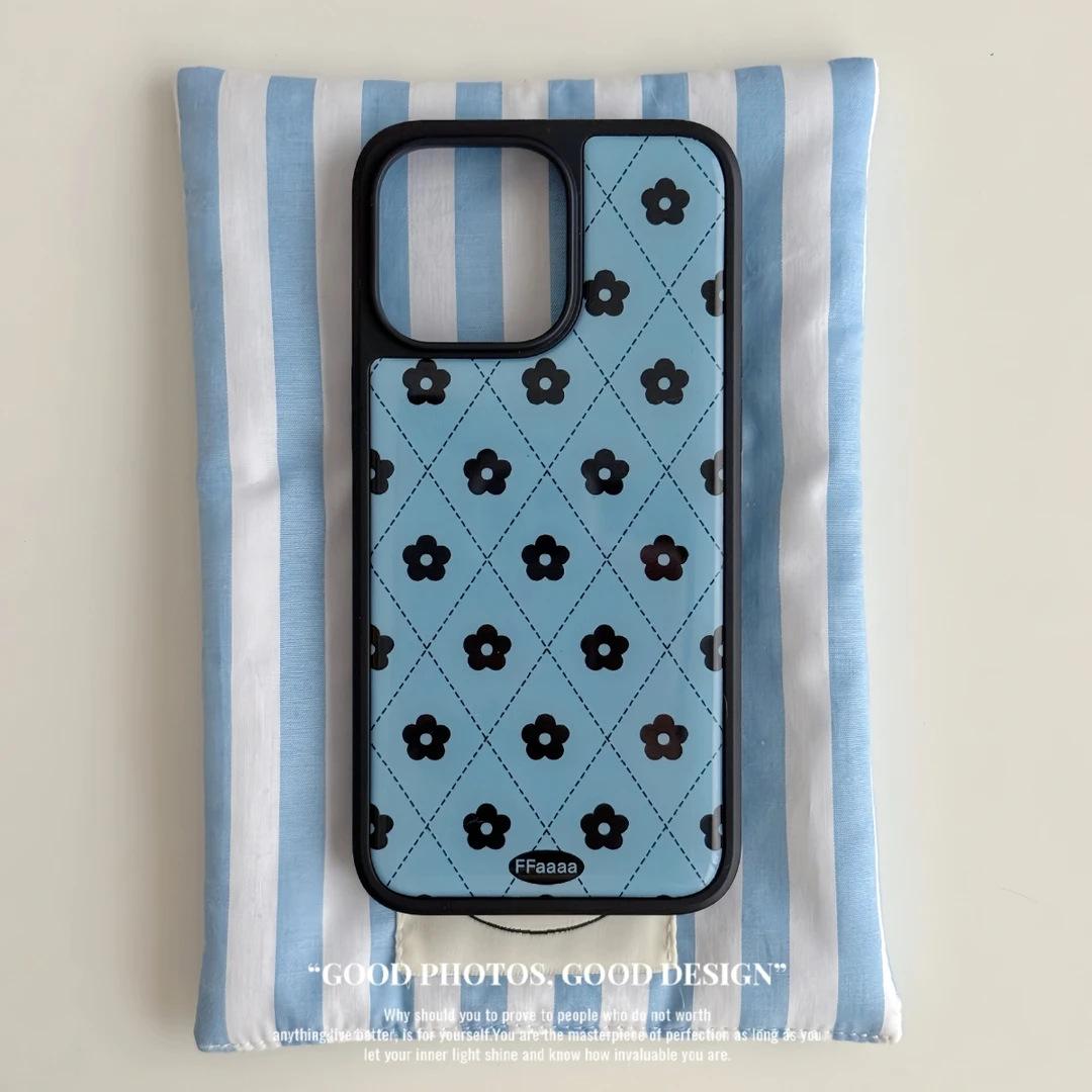 ins Spring Rhombus Flower Applicable to Apple iPhone16/17 Mobile Phone Case 14 Hydrating 13 Bow 15 Epoxy IPhone17ProMax