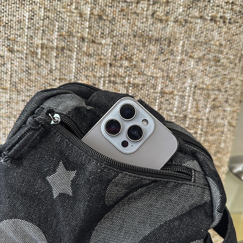 Denim Camouflage Mini Backpack Casual Fashion Women's Small Rucksack Everyday Travel Bag