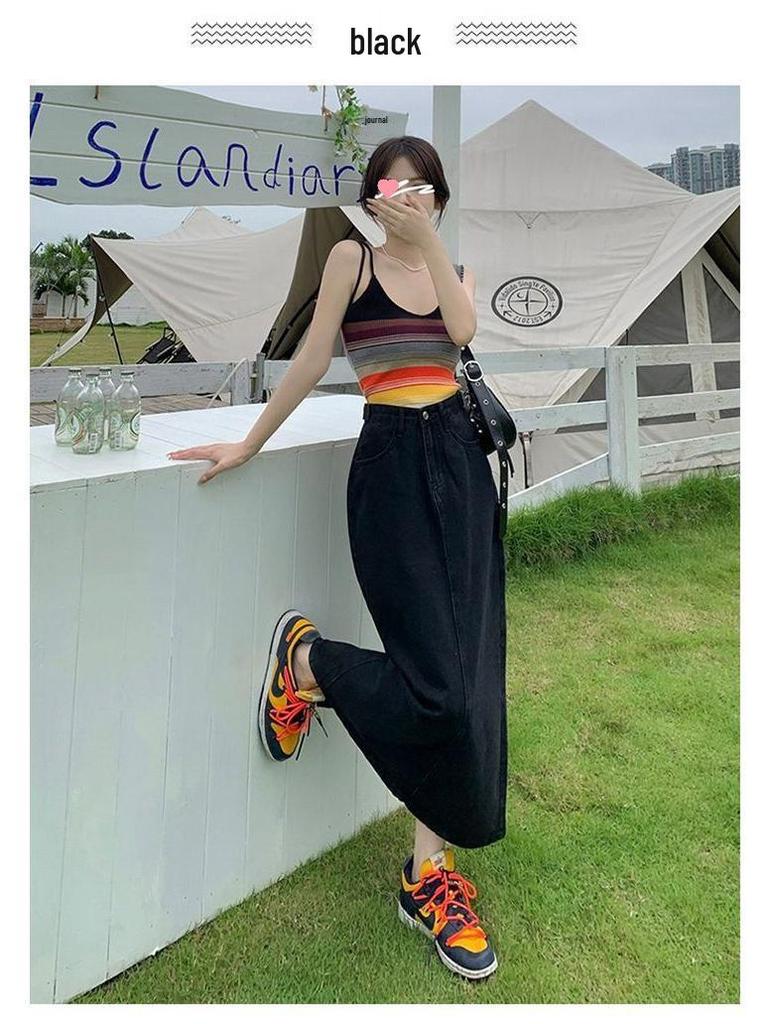 High-Waisted A-Line Denim Skirt for Women - Summer 2024 Thin Style 