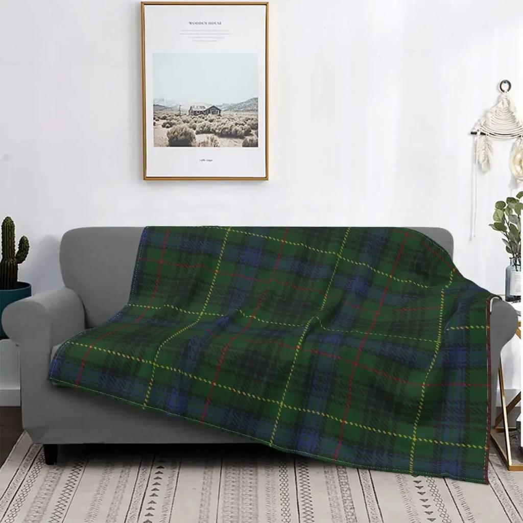 Manta de Tartán Rojo Clan Stewart, Manta de Franela Ultra Suave a Cuadros Ligera Decoración del Hogar Manta de Forro Polar para Hombres Mujeres Niños
