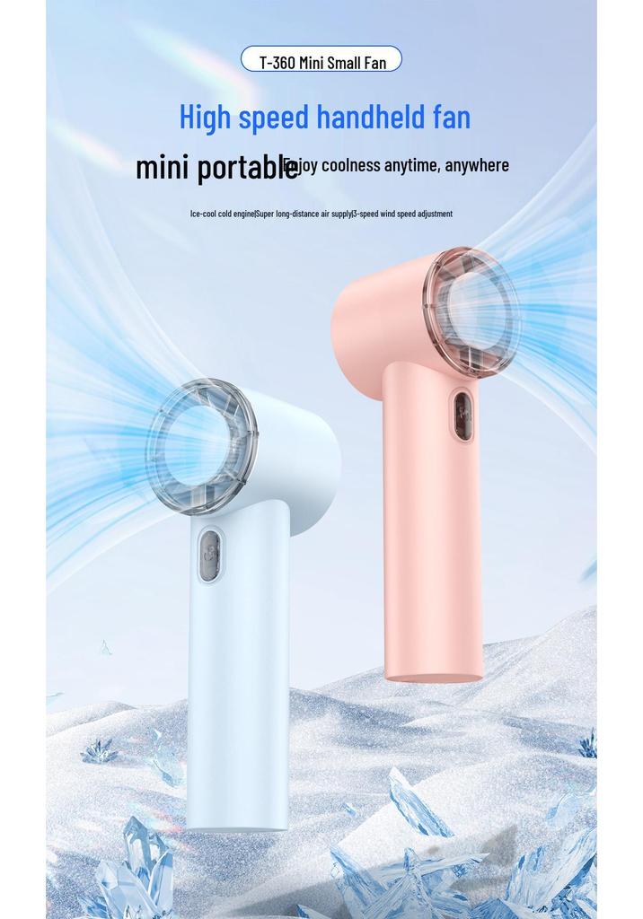 T360 Mini Portable Handheld Fan with Ultra-Long Battery & High-Speed Turbo