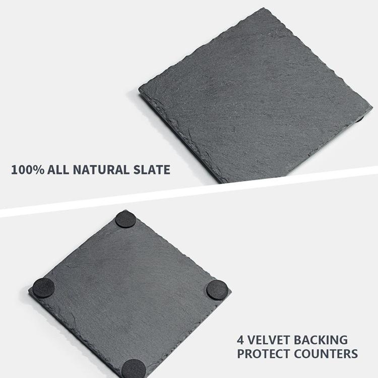 Nordic Black Natural Slate Square Coasters - Hot Selling Unique Coffee & Teacup Coasters