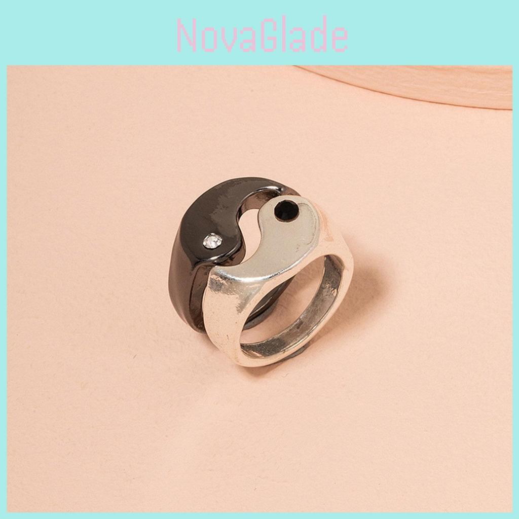 Tai Chi Eight Diagrams Pattern Rings High-end Stackable Couple Rings Set