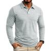 Men's Long Sleeve Turn Down Collar Polos Business Casual Solid Color Pull On Polo Shirts Men Classic Style Tees Tops