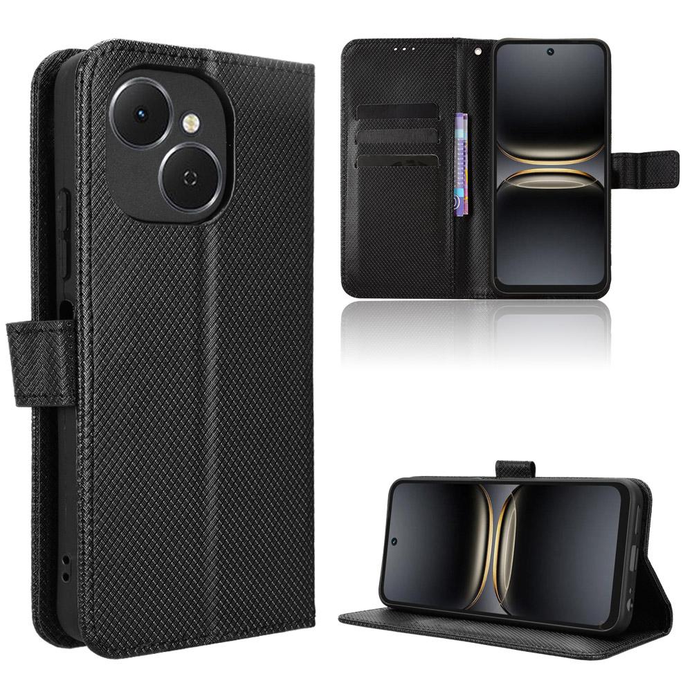 For TECNO Spark 40C Leather Wallet Case with Strap Diamond Texture Phone Cover
