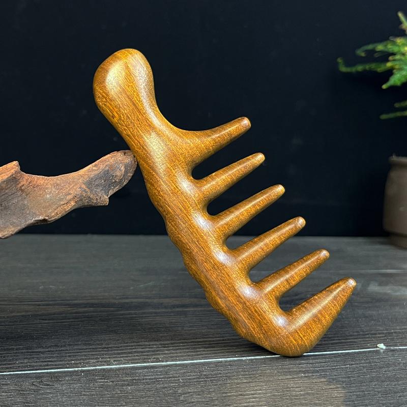 Handmade Natural Sandalwood Wide Tooth Comb Head Scalp Massage No Static Detangling Wooden Hair Combs For Men Women