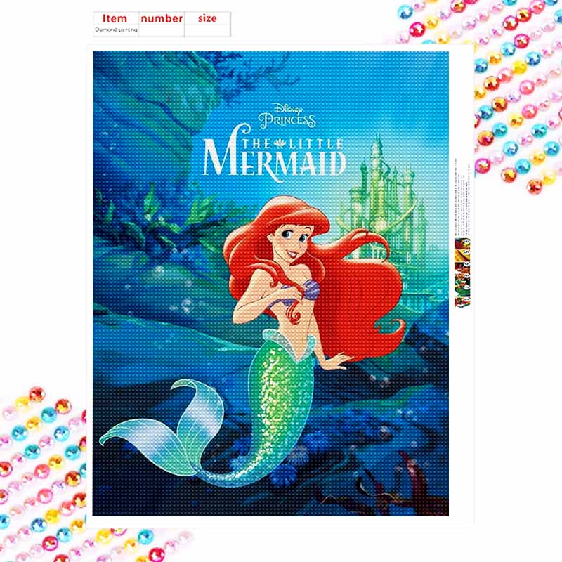 Disney DIY Diamond Painting 5d the Little Mermaid Full of Diamonds Cross Stitch Diamond Living Room Bedroom Decoration Painting