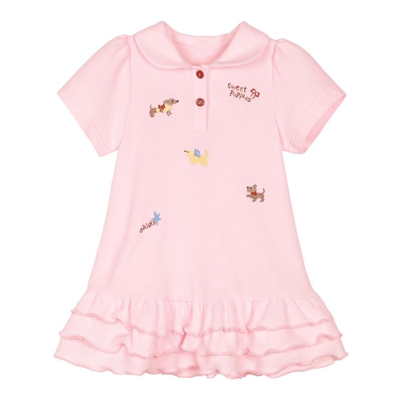 LUSON Girls  Embroidered Polo Dress Set 110