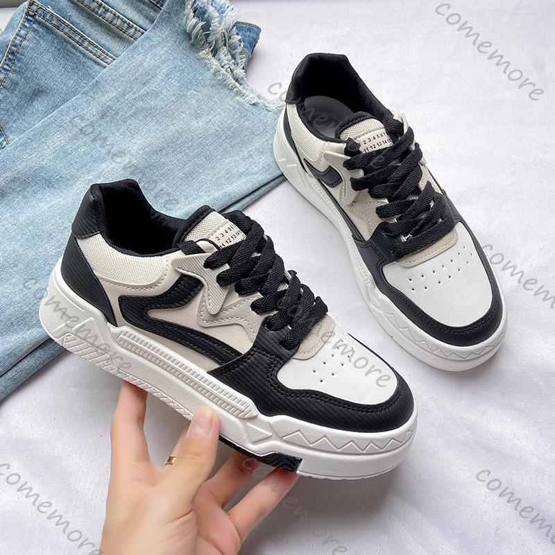 Comemore New Women's Platform Sneakers Breathable Lace Up Round Toe Student Casual Sports Shoes Retro Increase Height Board Shoe