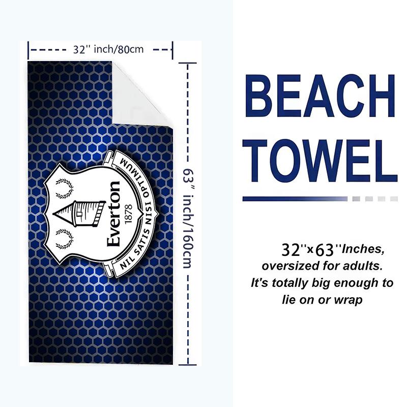 Everton FC Logo Print Beach Towel, Large Soft Quick Dry Towel for Beach Camping Swimming