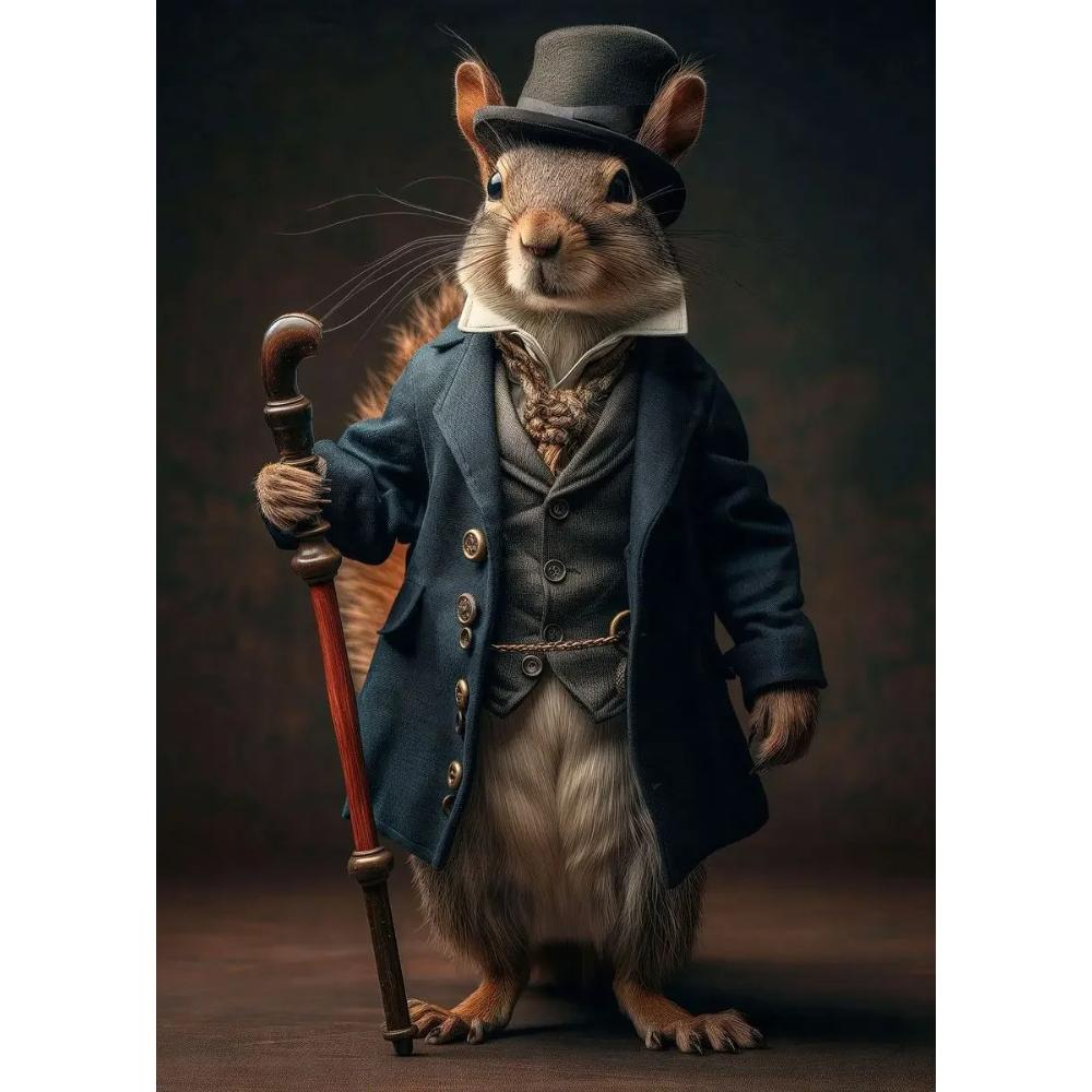 Cool Steampunk Tiere Porträt Leinwanddruck Poster Bilder Retro Tier Wandkunst Malerei Wandgemälde für Wohnzimmer Heimdeko 21x30cm No Framed