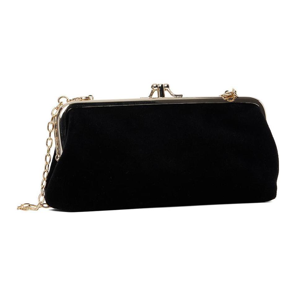 VIVIENNE WESTWOOD Logo Embroidered Snap Closure Chain Velvet Mini Shoulder Bag Women Shoulder Bag Black 52020044W00BXN405