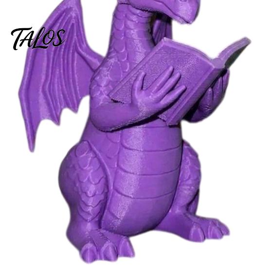 Collectible Dragon Ornament Reading Figurine with Glasses, Statue, 3D Printed Sculpture Decoration Bookshelf Decor, Whimsical Desktop Ornament,