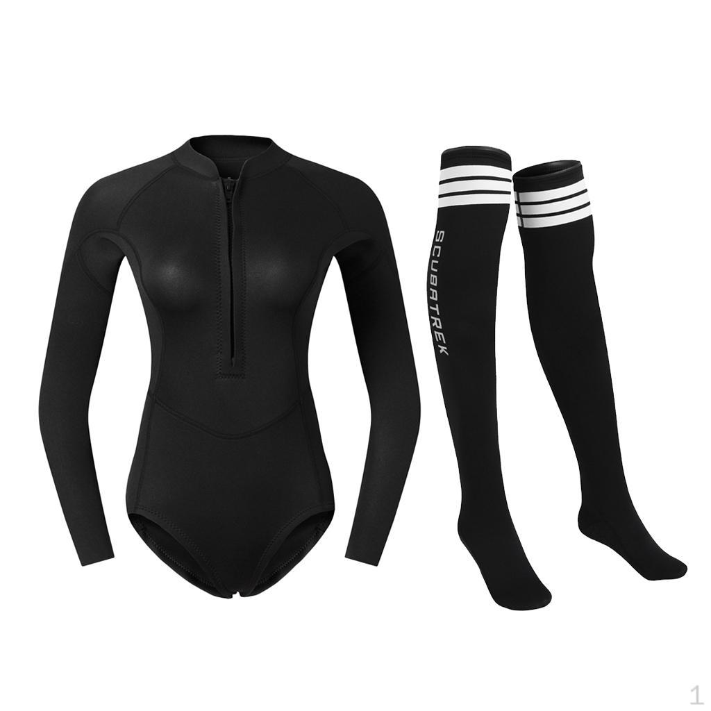 

Женский гидрокостюм из неопрена 2 мм, костюм-бикини для дайвинга, трусы и носки для ласт, черный, S